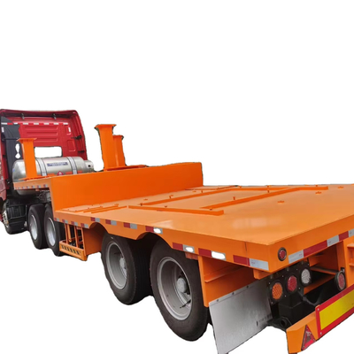 CIMC 40/ 45ft 2 Yüksek dayanıklılıklı çelik 16Mn çelik kaynaklı uzunlamalı kirişli aks boşluk çerçeve yapısı Genişletilebilir düz yataklı römork