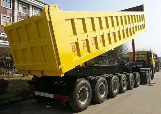 CIMC 5/6 Aks 30-70 Ton Taşıma Kömür Cevheri İnşaat Malzemeleri Eşit Kutu Vücudu 40CBM Hidrolik Tipper Traileri
