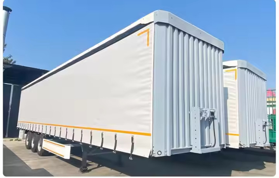 3 Eksel yüklenmemiş ağırlık 8300kg Kılavuz Türü Süspansiyon Laminasyonlu Plywood Tarped Yarım Rel Tarpaulin Kamyon