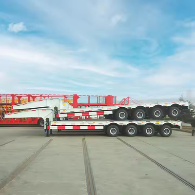 CIMC 4 hat 8 aks 110 ton Konteyner kilitleri ile ayarlanmış yükseklik genişletilebilir düşük yataklı römork