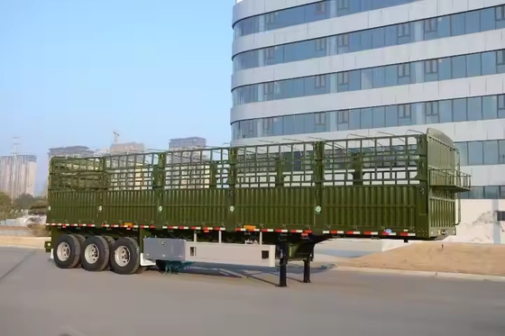 12400*2500*2000mm Çember Ağırlığı 7T 3 Axle 10pcs Yaprak Bahçesi 40T Faydalı Yük Çubuğu Yarım Releri