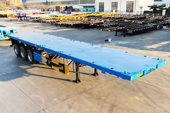 CIMC 2/3/4 Akslar 40ft 12500*2500*1500mm 70 Ton Kapasite 8-12 Set Döner Kilitli Flatbed Deck Traileri