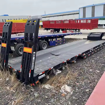 3/4/5 Axle 60-80ton Heavy Duty Gooseneck Low Loader / Lowbed / Lowboy Low Bed Trailer Truck Excavator taşımacılığı için yarı römorklar
