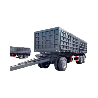 CIMC 3 Axle Draw Bar Side Dump Full Trailer 40-100 tonluk çekme çubuğu Dolly Full Truck Trailer