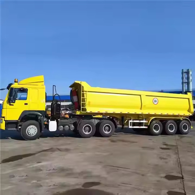 CIMC 3 Axles 60 Ton Hidrolik Dumper Yarım Kamyon Taşıma Kum Taş Kargo Releri Yan Çekmeci Dump Yarım Releri