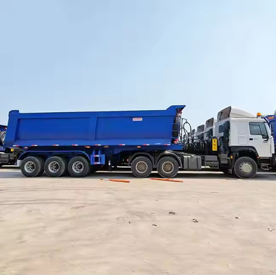 CIMC Hidrolik Kutusu Dump Yarım Releri 60 Cbm Dumper Price Tipper 50 80 100 Ton 4 Tekerlekli Yarım Releri