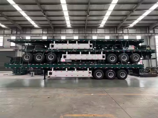 Özel 20ft/40ft 3 akslı düz yataklı yarı römork 12r22.5 lastikli yeni özel taşıma çelik kutu kamyon römorkları